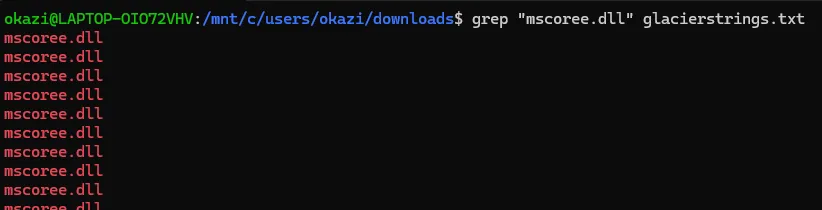 Grep for "mscoree.dll"