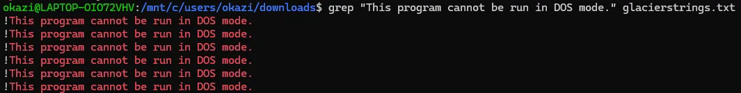 Grep for "This program cannot be run in DOS mode."